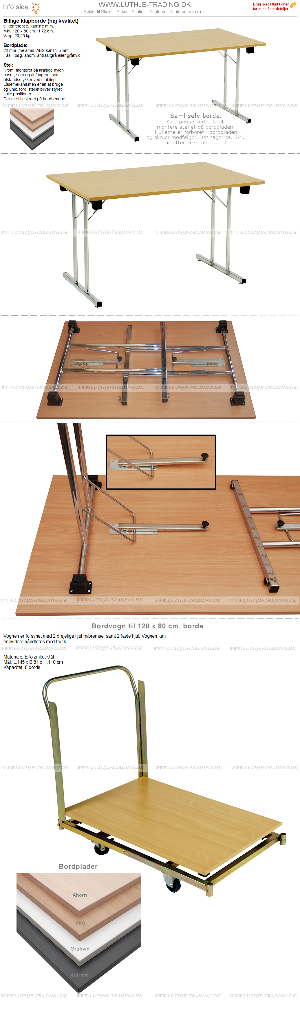 Eksamensborde 120 x 80 cm saml selv